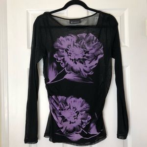 INC Black mesh overlay top size medium